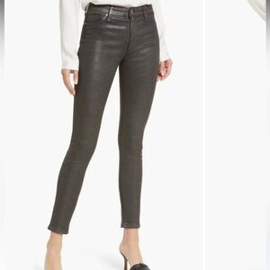 AG Jeans, High Rise Ankle Skinny Leather Panel.